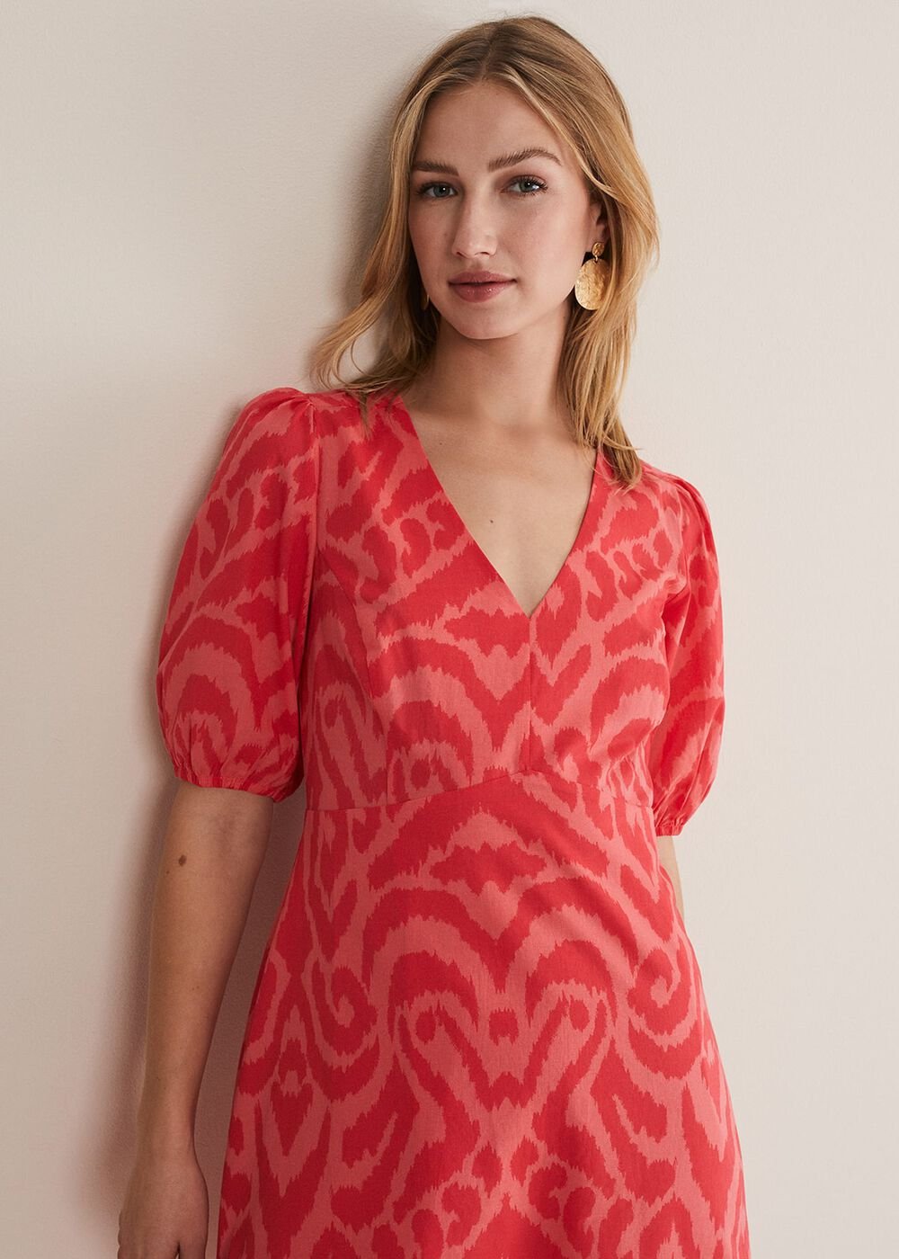 Krystal Cotton Abstract Mini Dress - Pink/Red