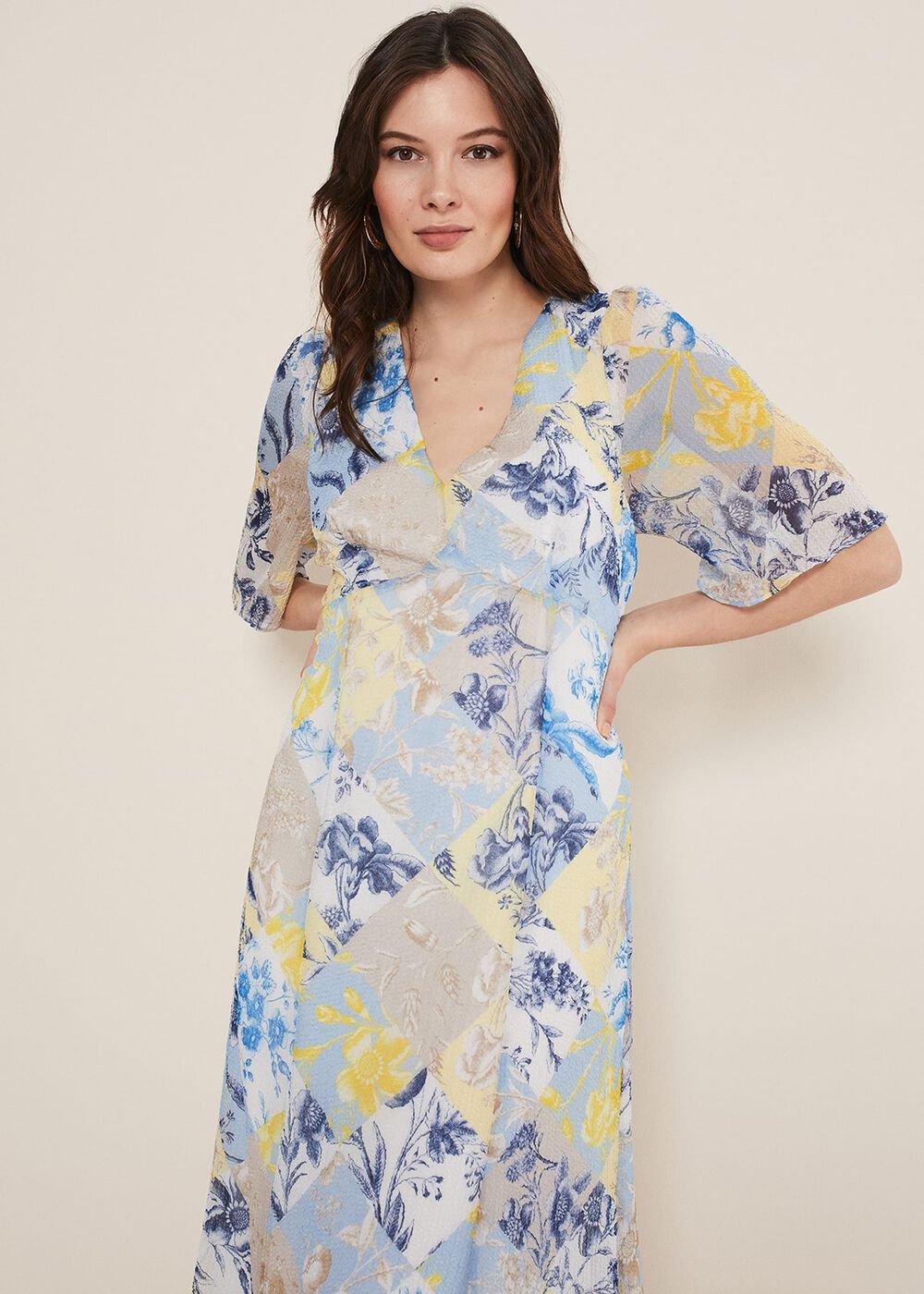 Akia Patchwork Dress - Blue