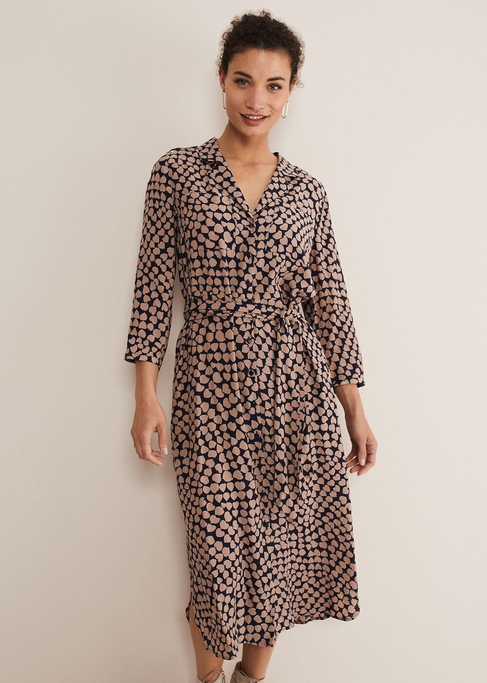 Kesia Hearts Swing Dress - Navy/Stone