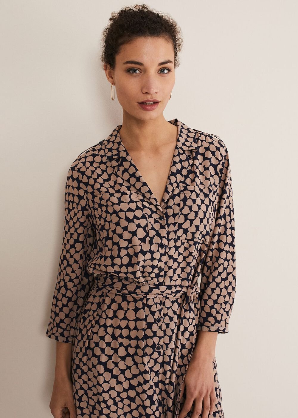 Kesia Hearts Swing Dress - Navy/Stone