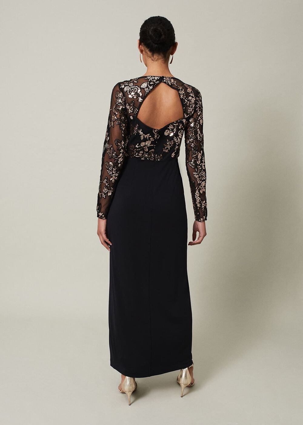 Jacinta Sequin Jersey Maxi Dress - Black/Gold