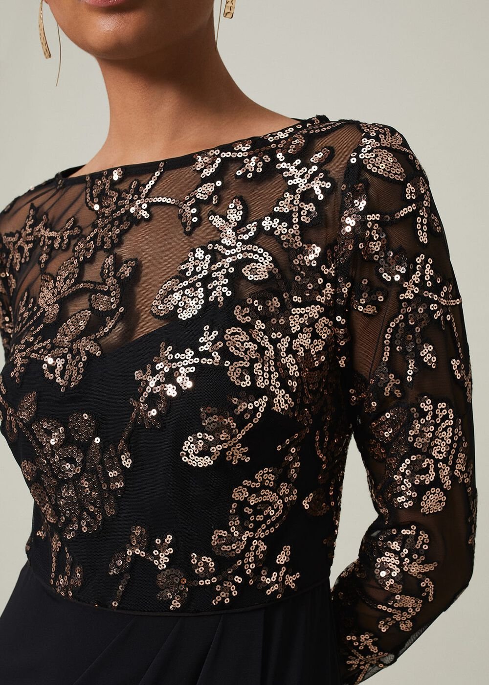 Jacinta Sequin Jersey Maxi Dress - Black/Gold