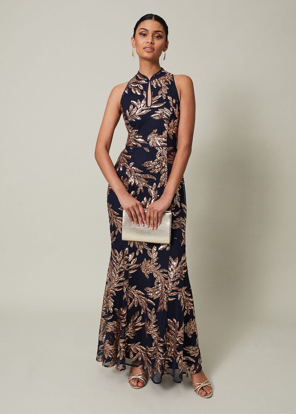 Viviana Sequin Maxi Dress - Navy/Gold
