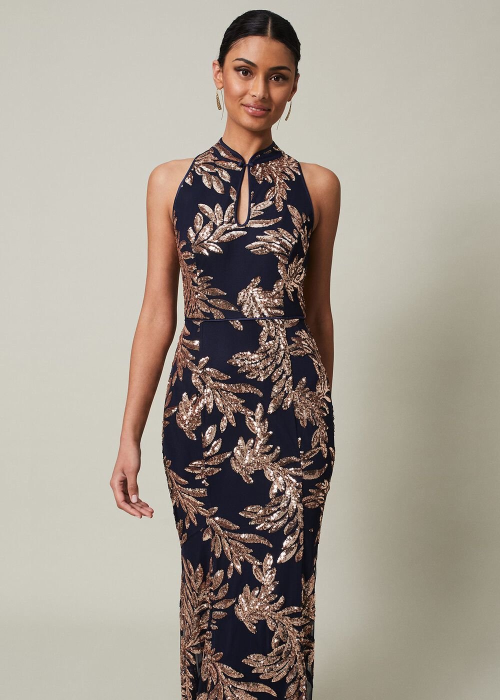 Viviana Sequin Maxi Dress - Navy/Gold