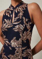 Viviana Sequin Maxi Dress - Navy/Gold