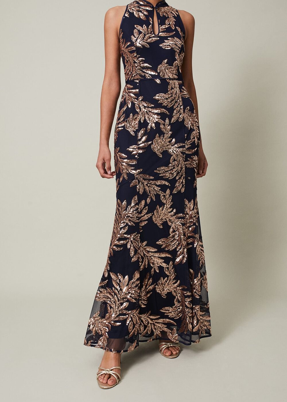 Viviana Sequin Maxi Dress - Navy/Gold