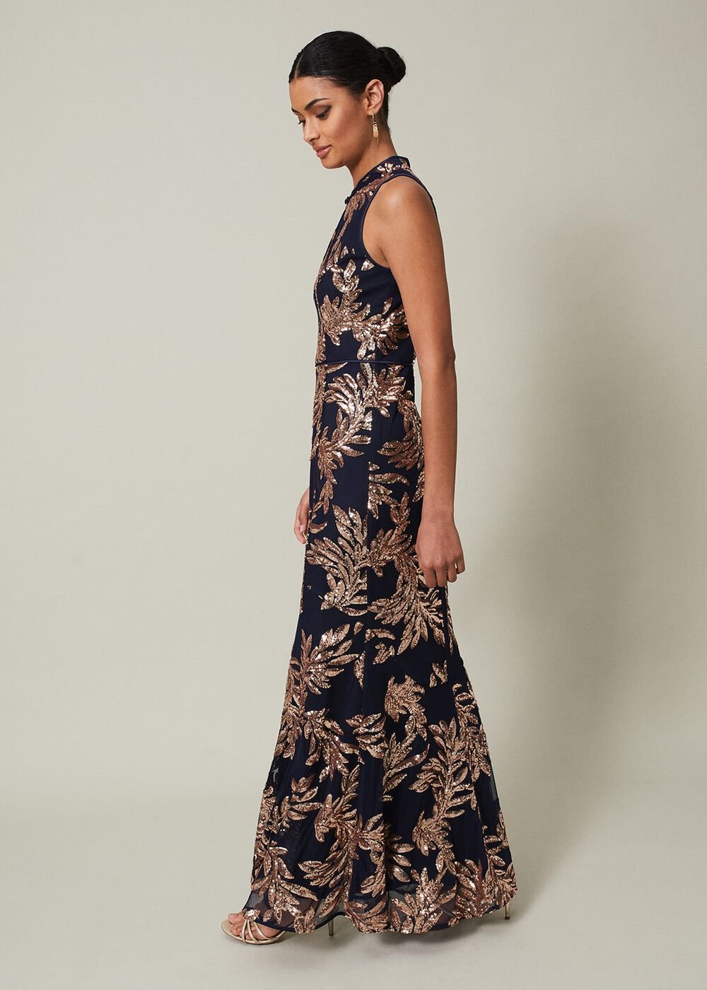 Viviana Sequin Maxi Dress - Navy/Gold