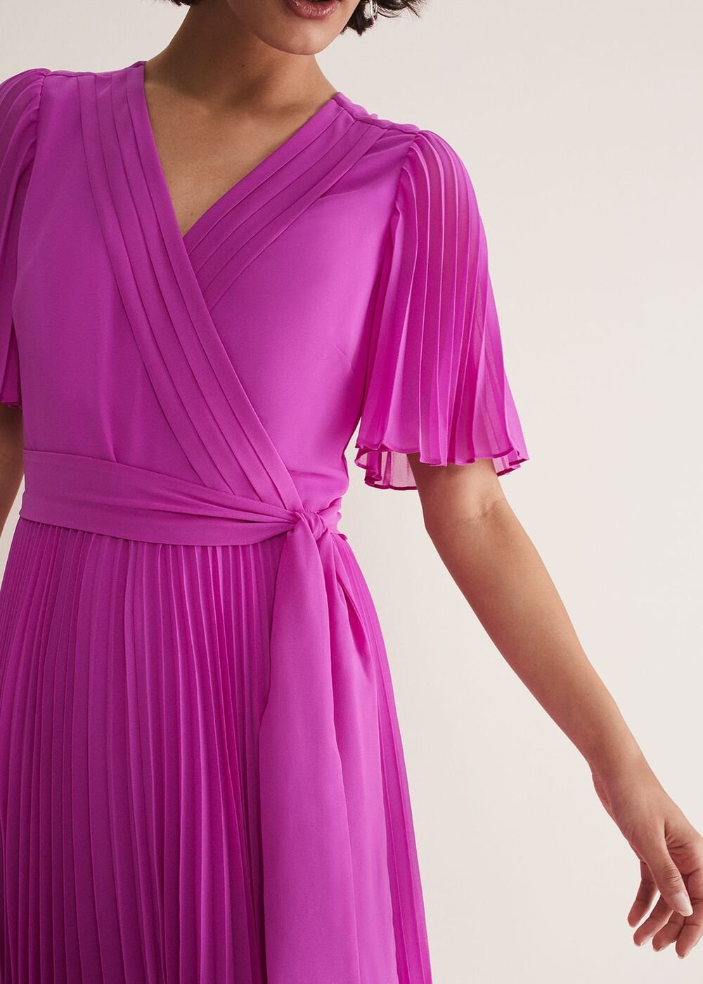 Kendall Pleated Midi Dress - Fuschia