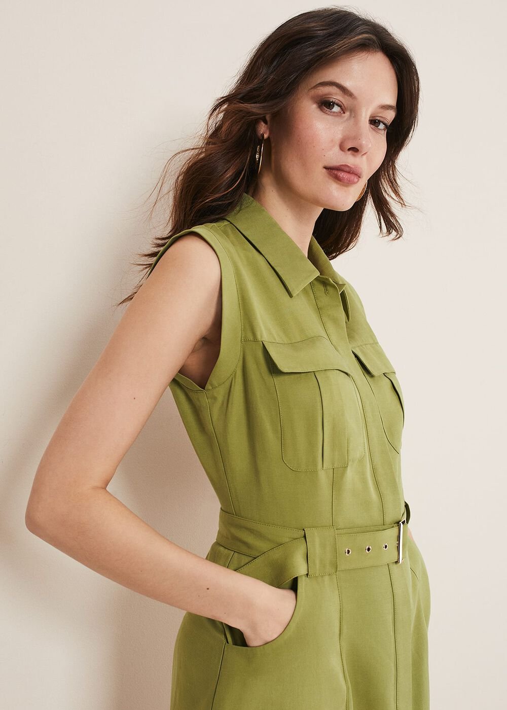 Miruna Utility Shift Dress - Khaki