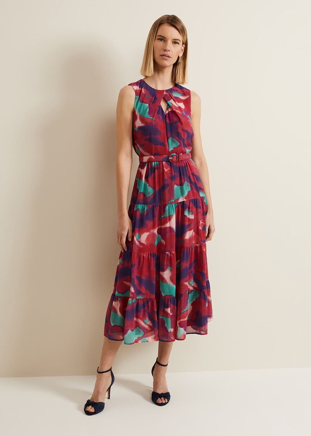 Jolene Floral Midi Dress - Multi-Coloured