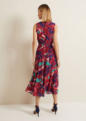 Jolene Floral Midi Dress - Multi-Coloured