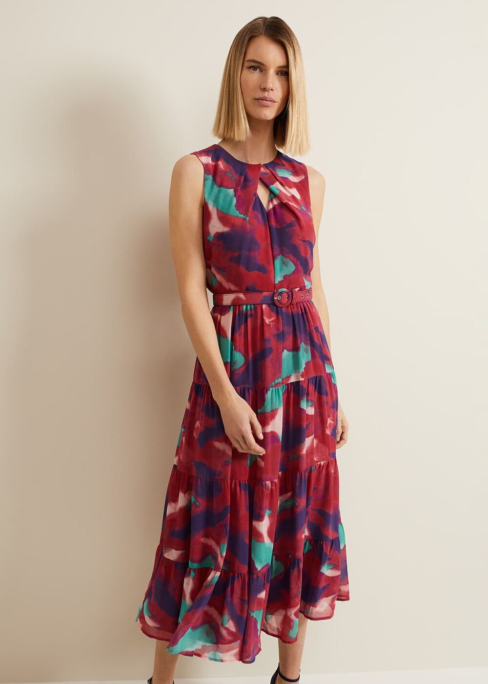 Jolene Floral Midi Dress - Multi-Coloured