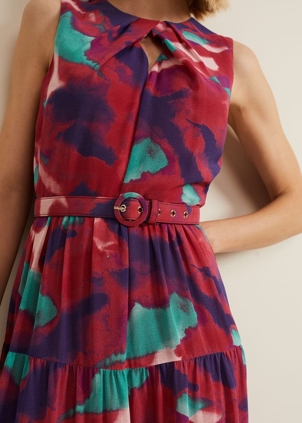 Jolene Floral Midi Dress - Multi-Coloured