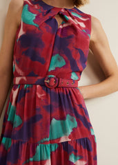 Jolene Floral Midi Dress - Multi-Coloured