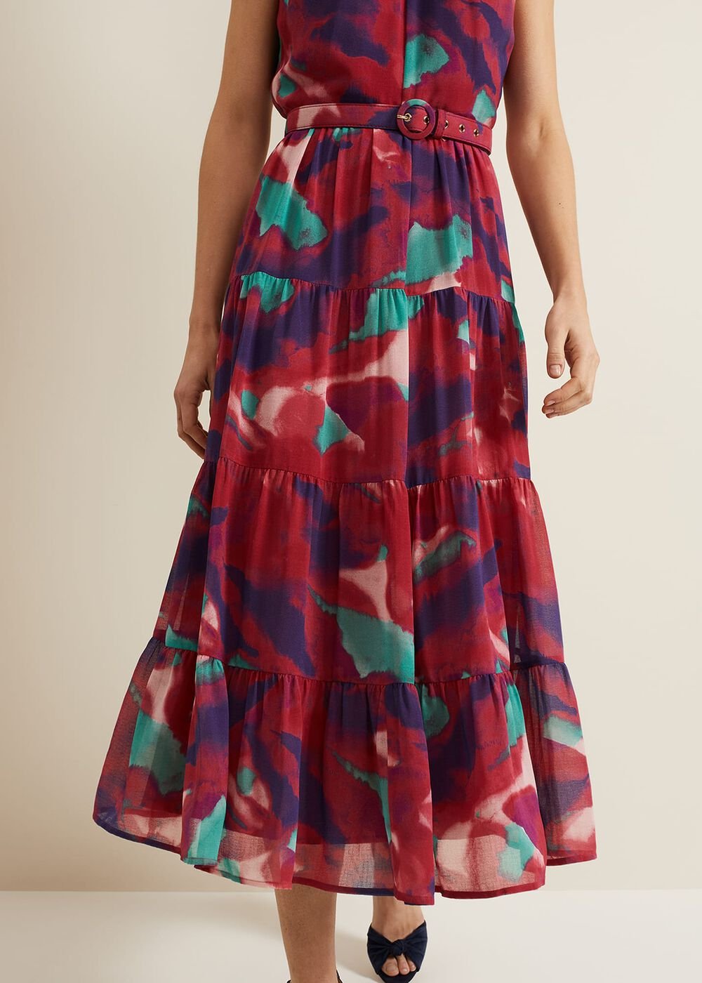 Jolene Floral Midi Dress - Multi-Coloured