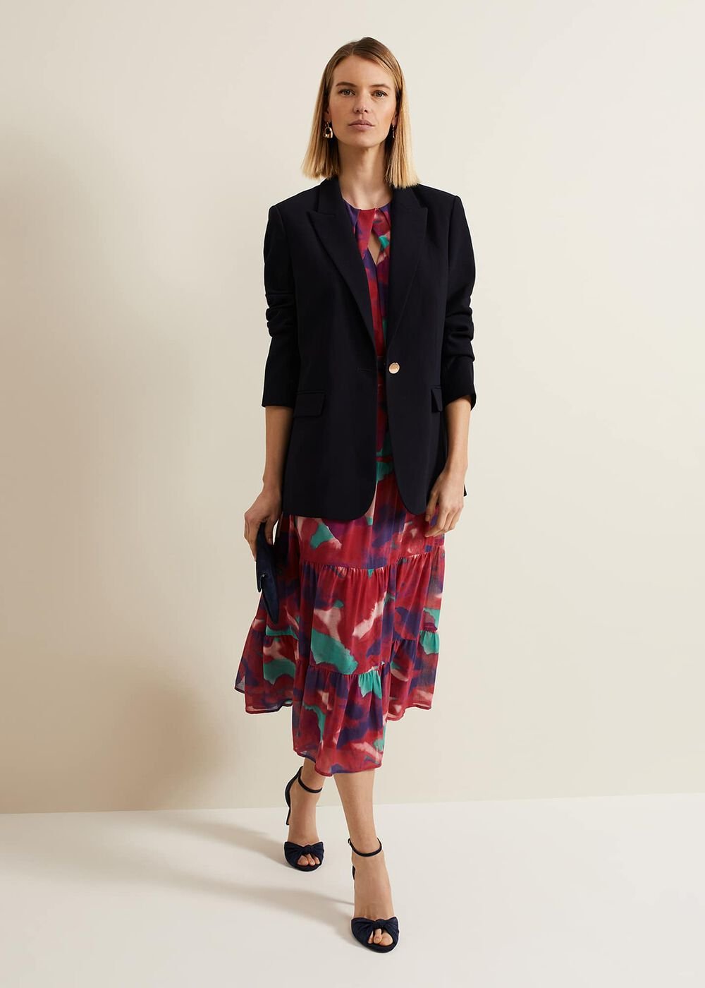 Jolene Floral Midi Dress - Multi-Coloured