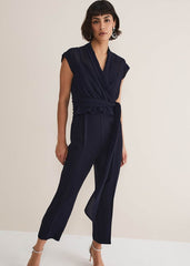 Leonora Chiffon Overlay Jumpsuit - Navy