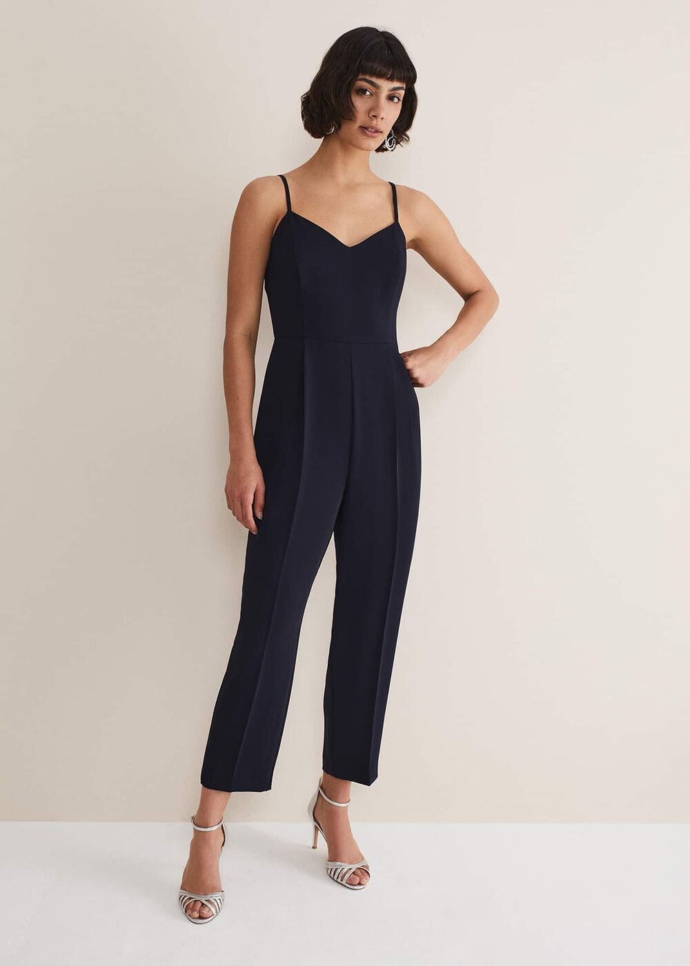 Leonora Chiffon Overlay Jumpsuit - Navy