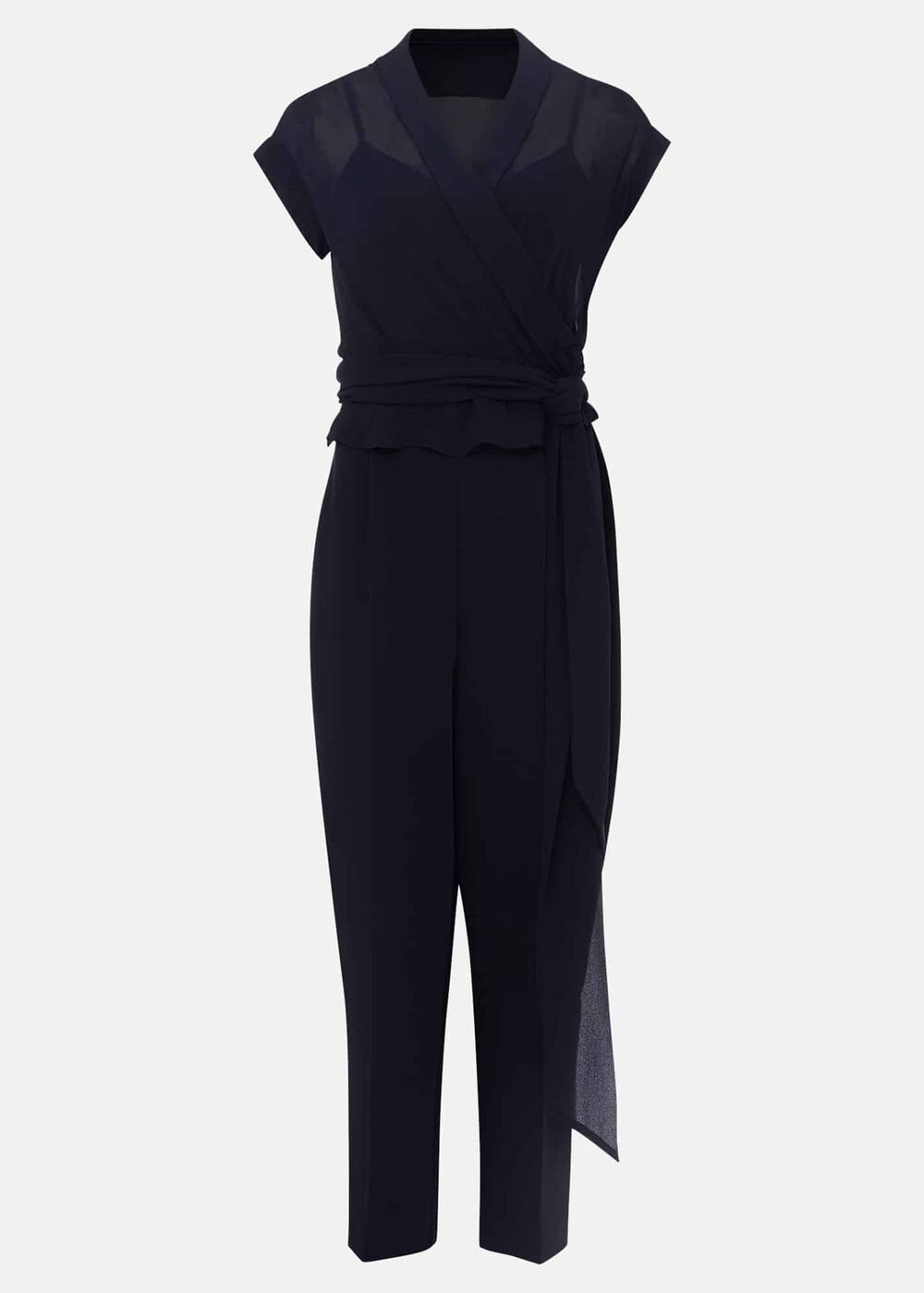 Leonora Chiffon Overlay Jumpsuit - Navy