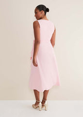 Julissa Sleeveless Ruffle Wrap Midi Dress - Soft Pink