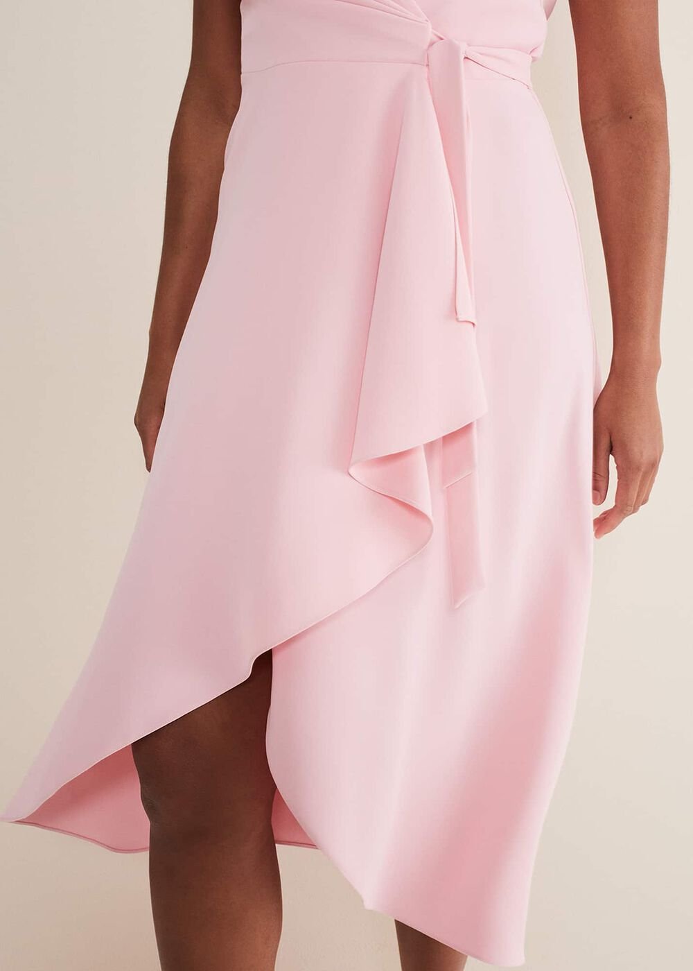 Julissa Sleeveless Ruffle Wrap Midi Dress - Soft Pink
