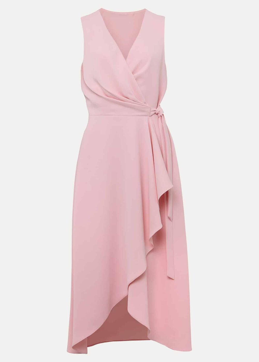 Julissa Sleeveless Ruffle Wrap Midi Dress - Soft Pink