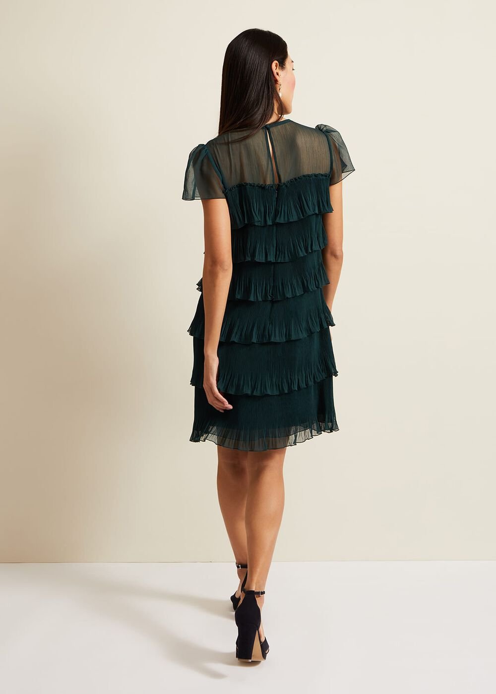 Mimi Dark Green Frill Mini Dress - Dark Green
