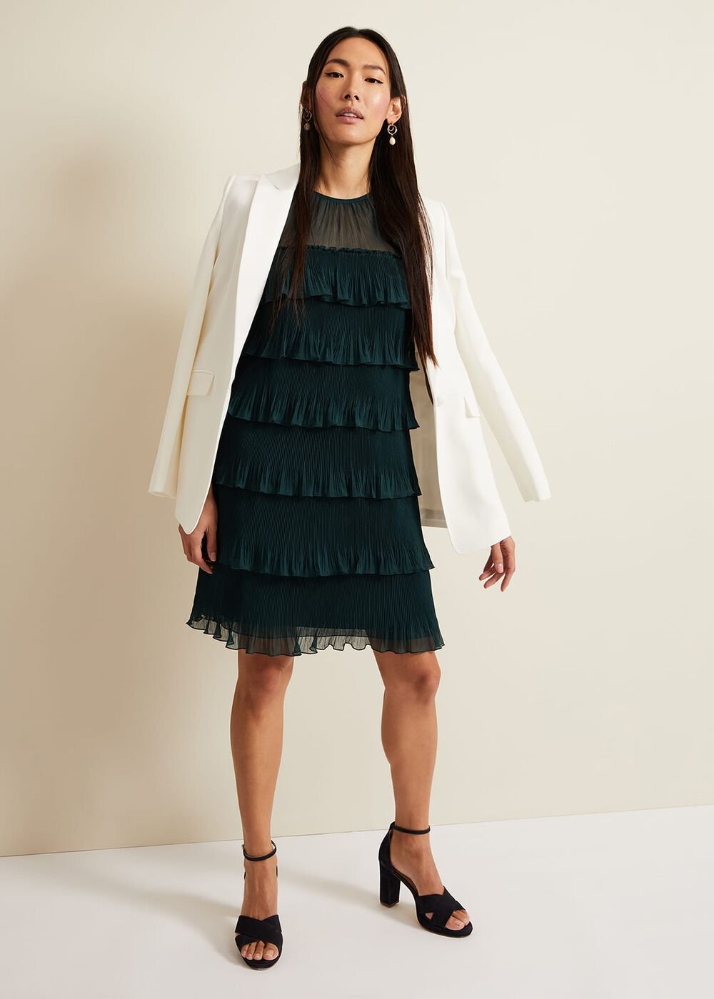 Mimi Dark Green Frill Mini Dress - Dark Green
