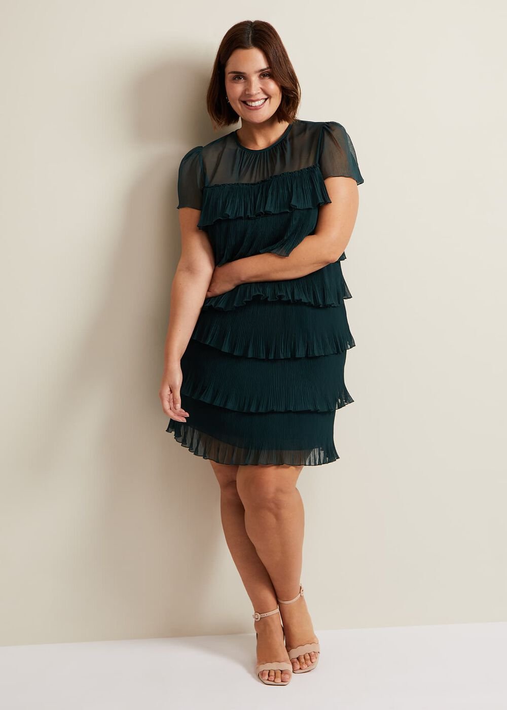 Mimi Dark Green Frill Mini Dress - Dark Green