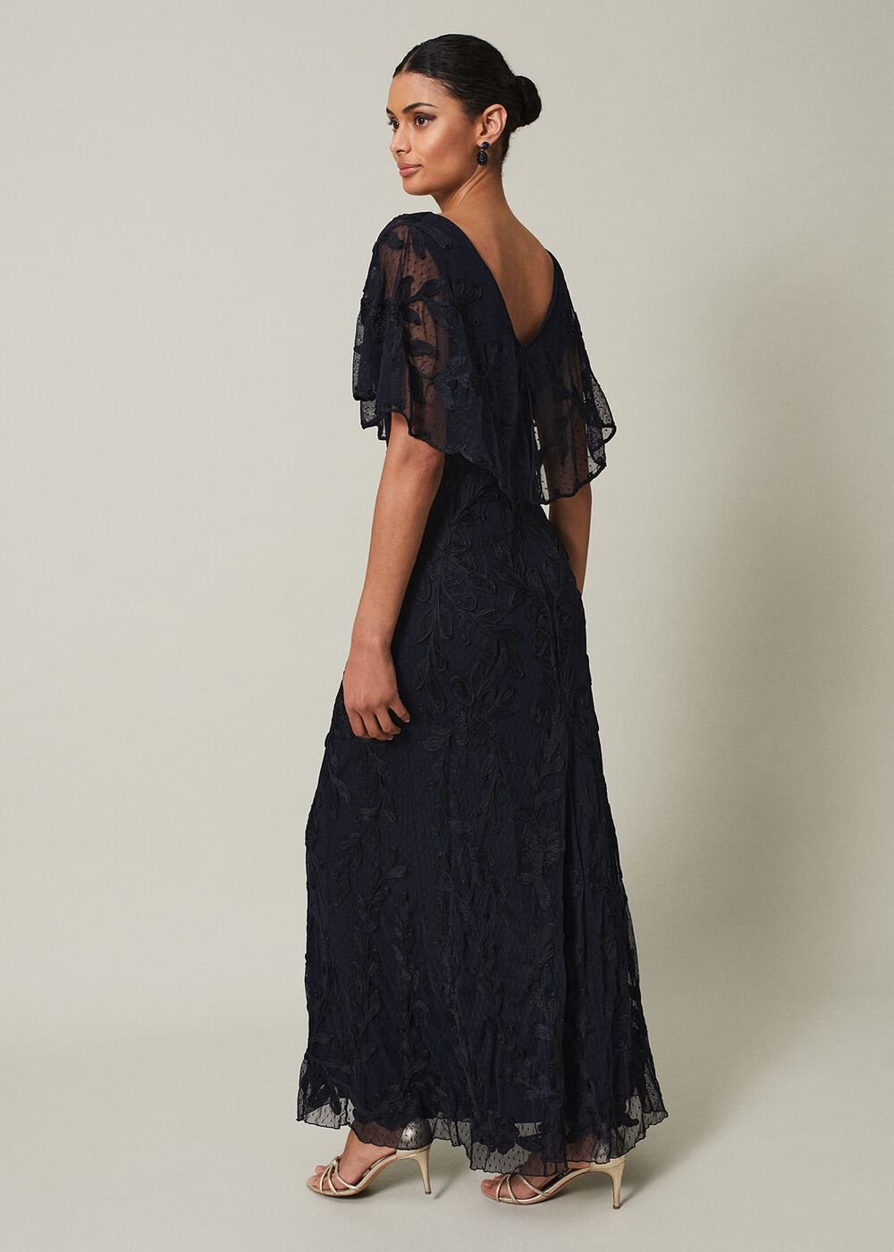 Noelle Navy Tapework Maxi Dress - Navy