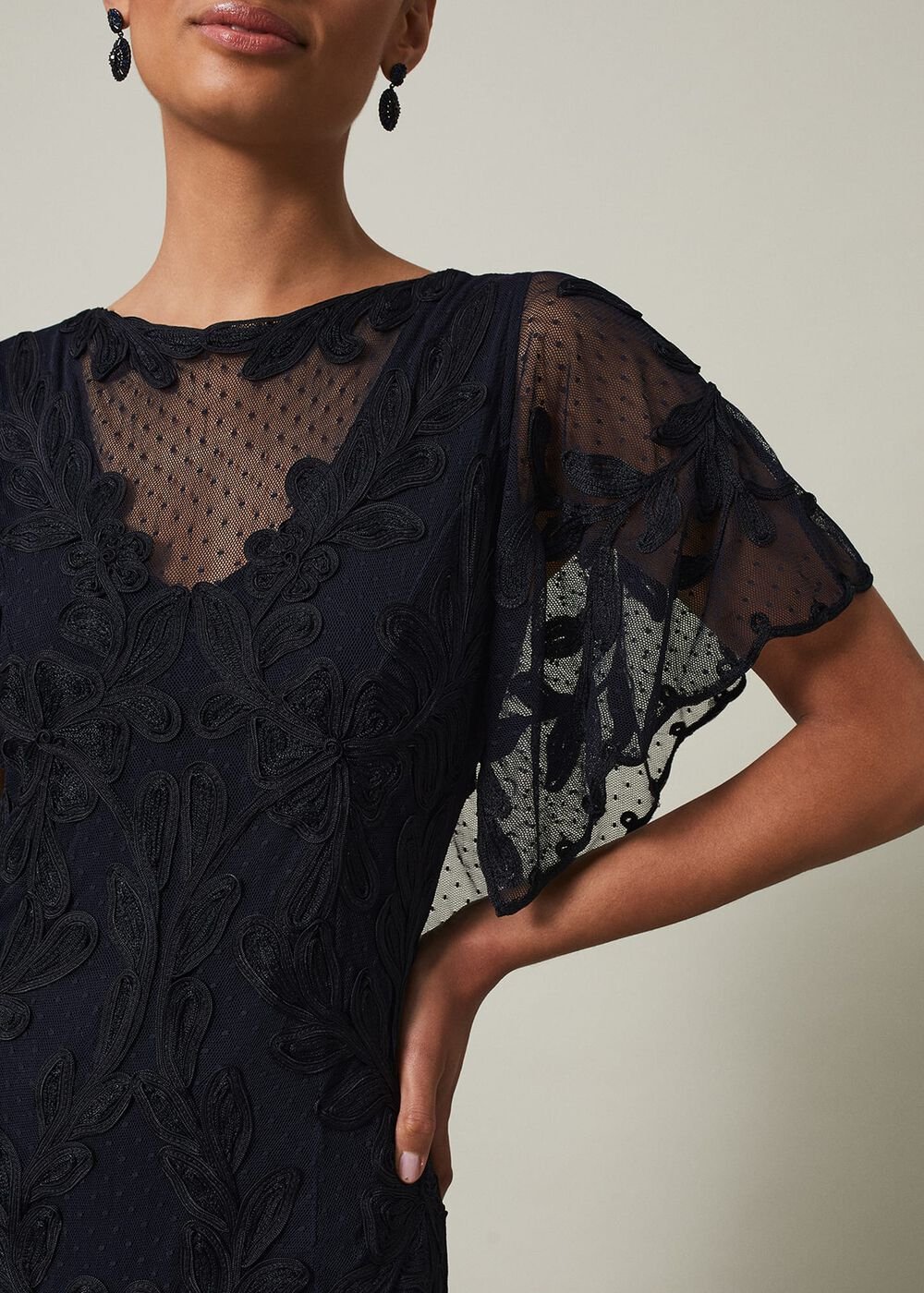Noelle Navy Tapework Maxi Dress - Navy