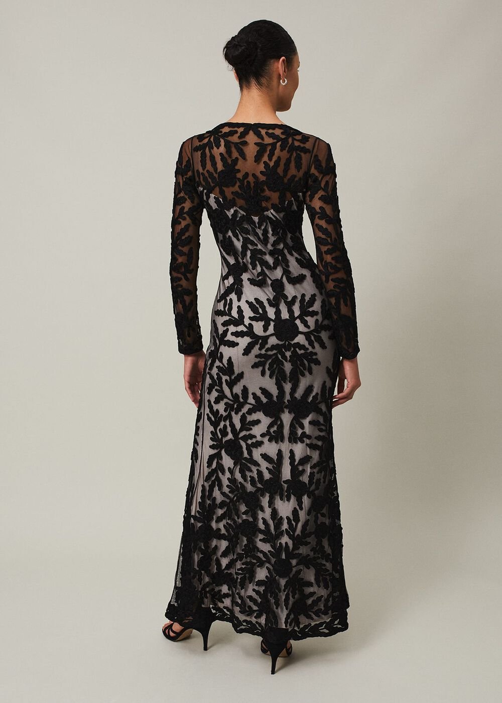 Hermione Tapework Maxi Dress - Black/Nude