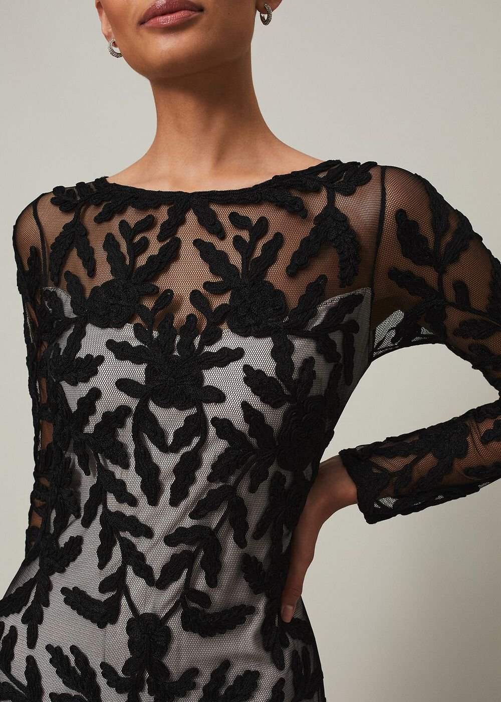 Hermione Tapework Maxi Dress - Black/Nude