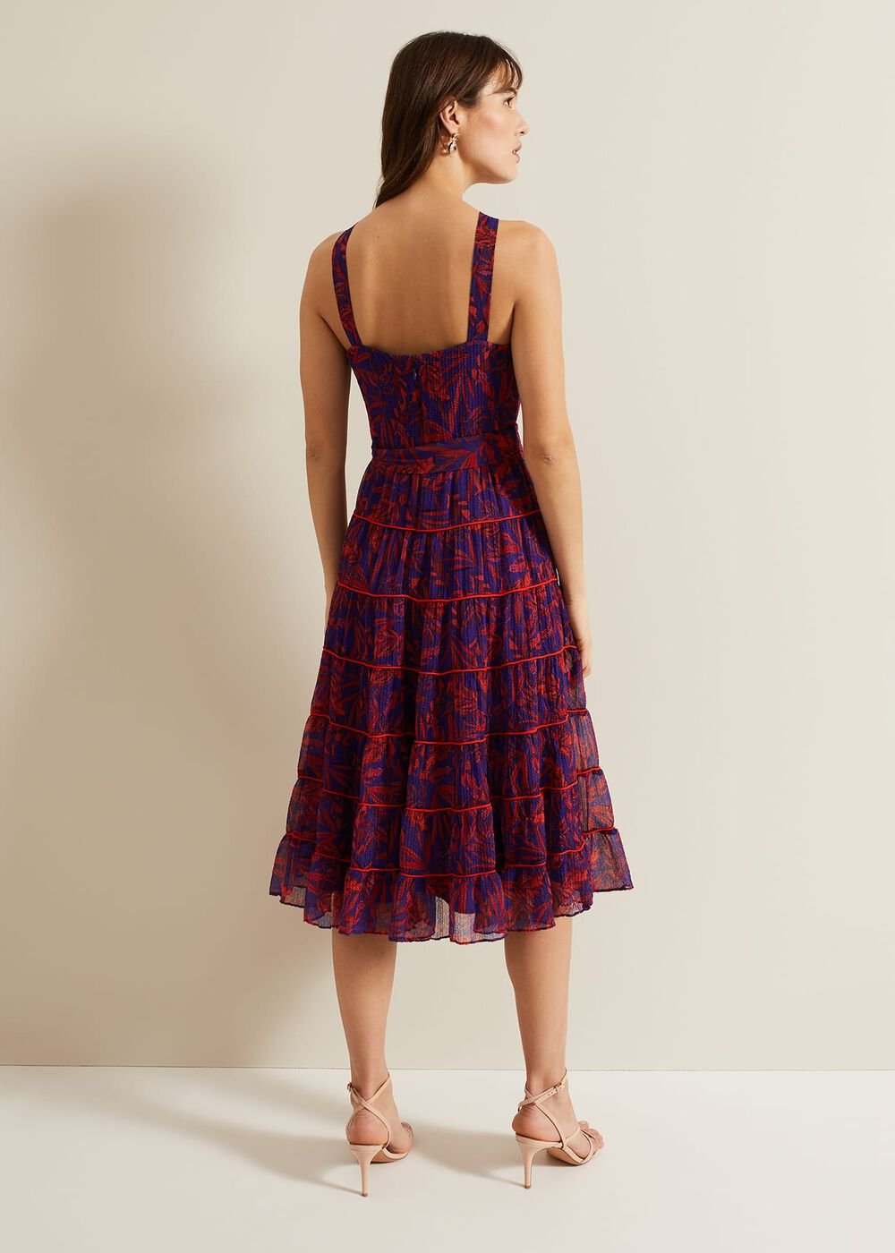 Gillian Halterneck Midi Dress - Violet/Multi