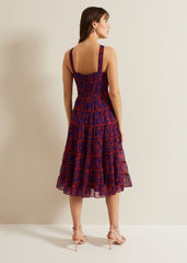 Gillian Halterneck Midi Dress - Violet/Multi