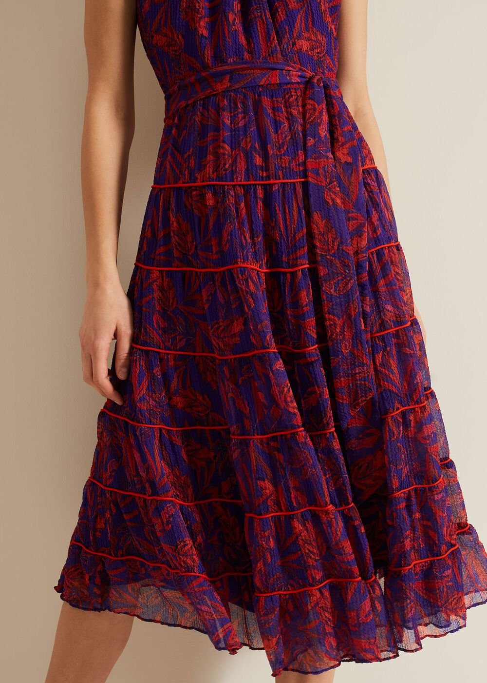 Gillian Halterneck Midi Dress - Violet/Multi