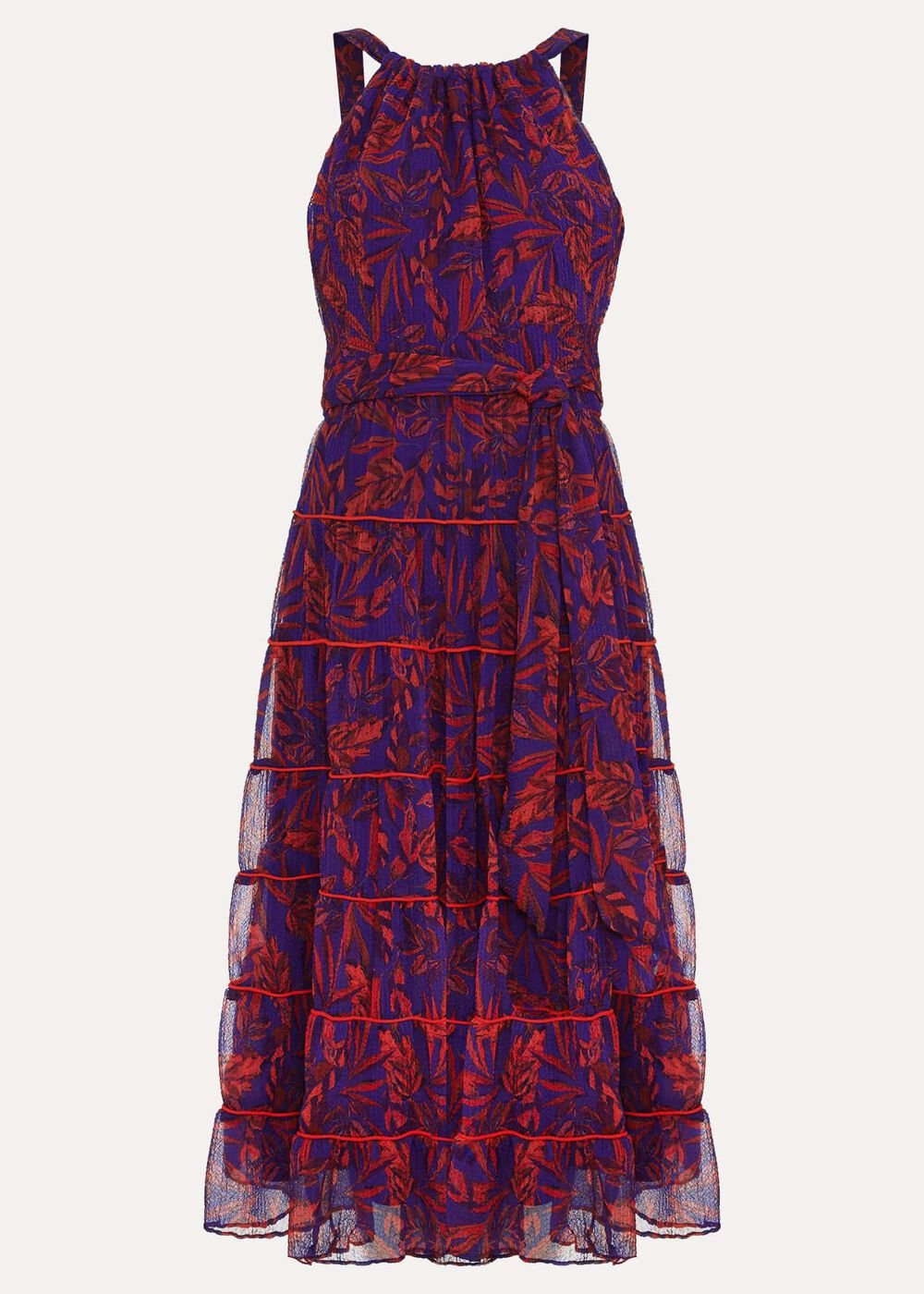 Gillian Halterneck Midi Dress - Violet/Multi