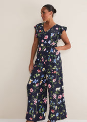 Kallie Floral Wide Leg Jumpsuit - Navy/Multi