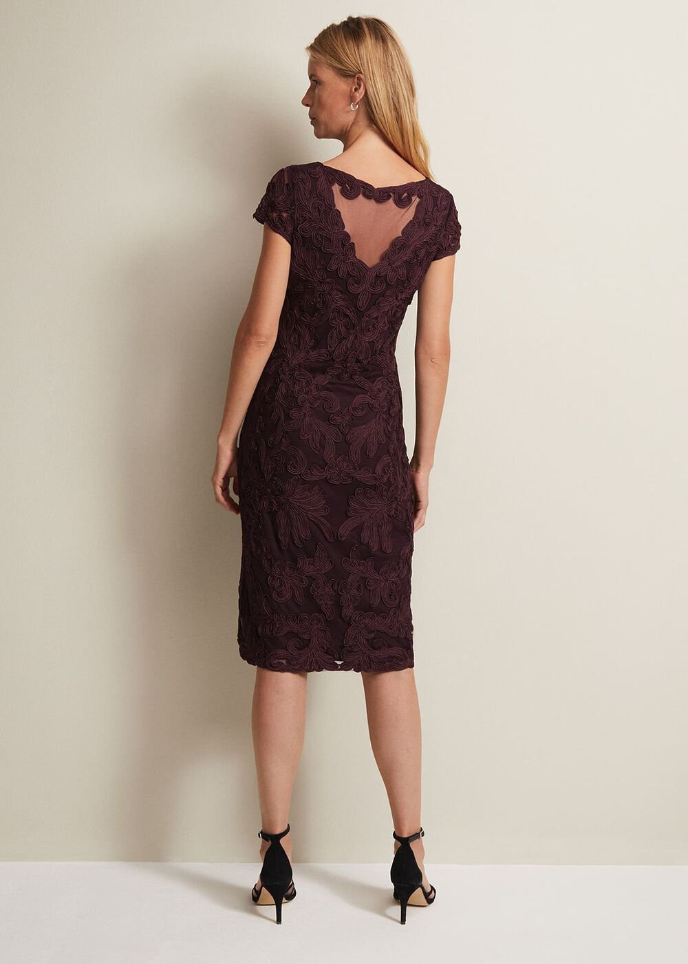 Agatha Berry Tapework Midi Dress - Berry