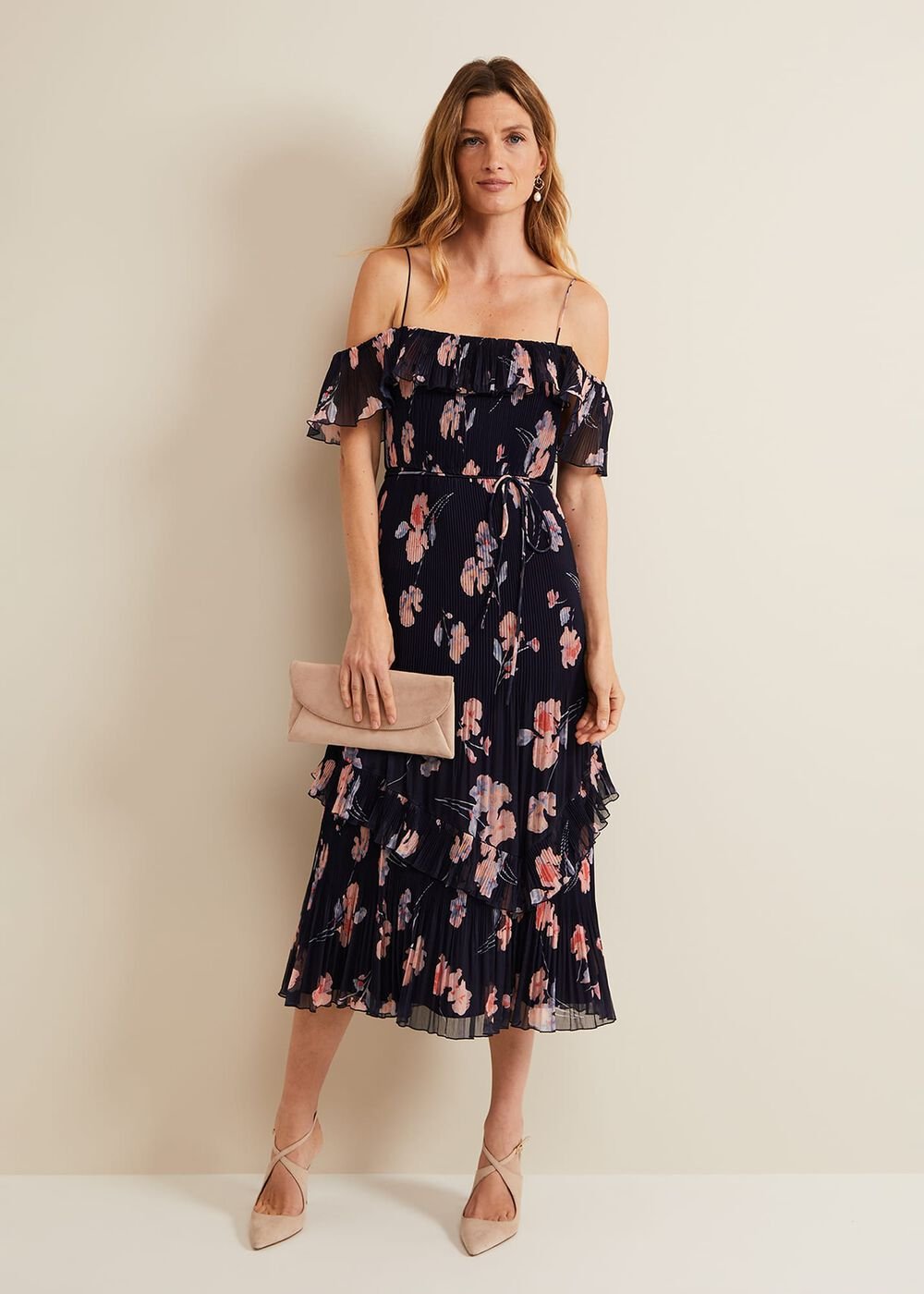 Bridie Printed Midi Dress - Multi-Coloured