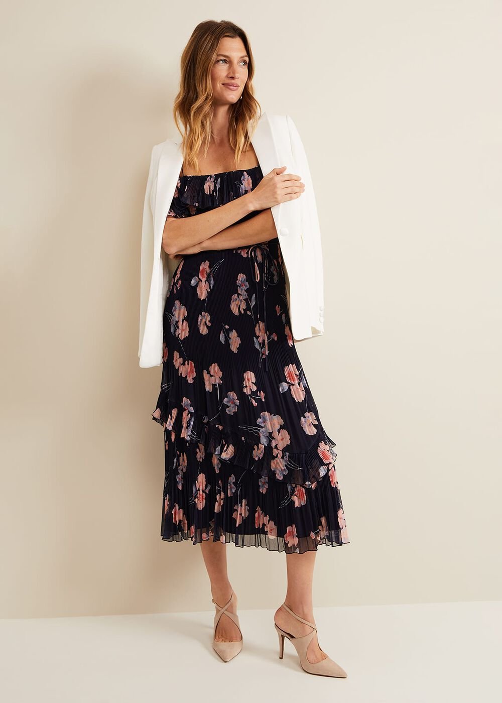 Bridie Printed Midi Dress - Multi-Coloured