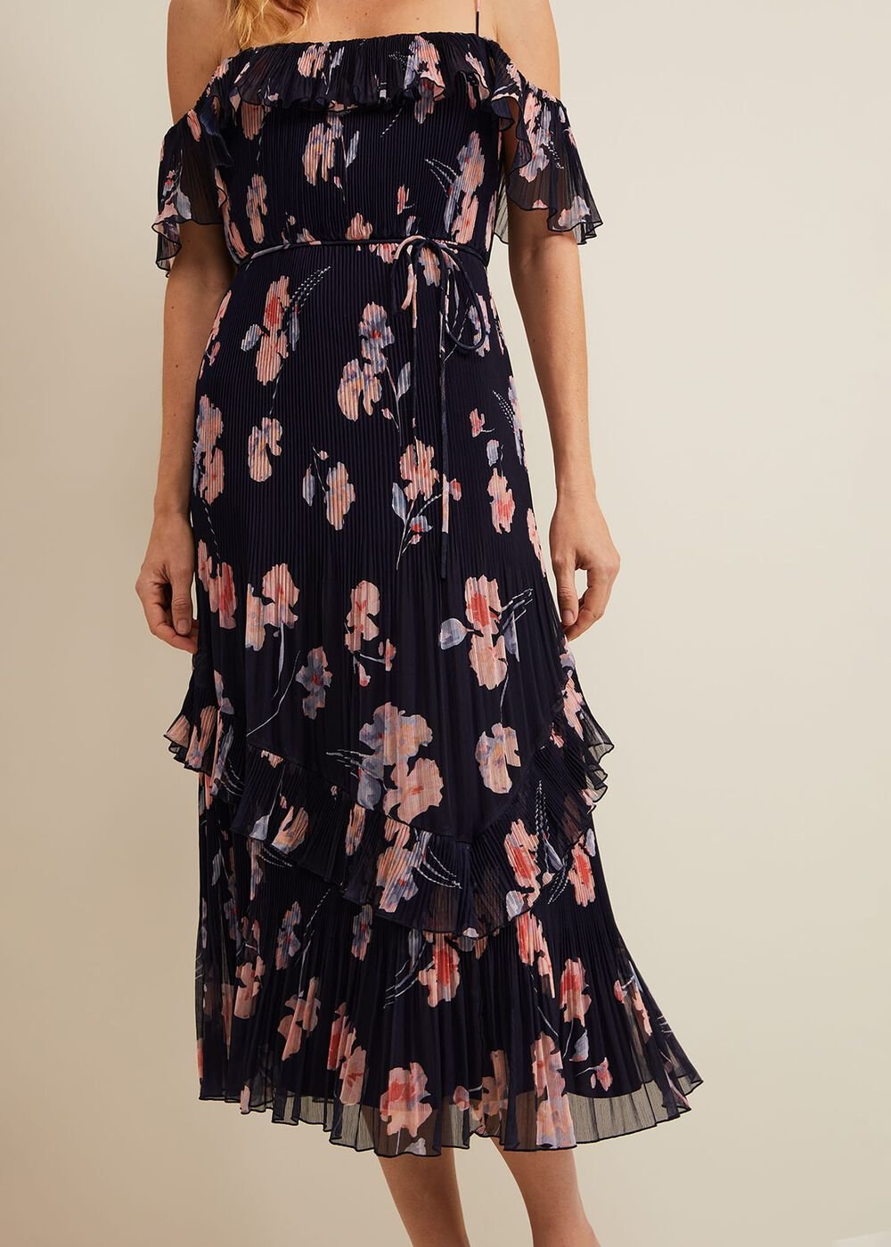 Bridie Printed Midi Dress - Multi-Coloured