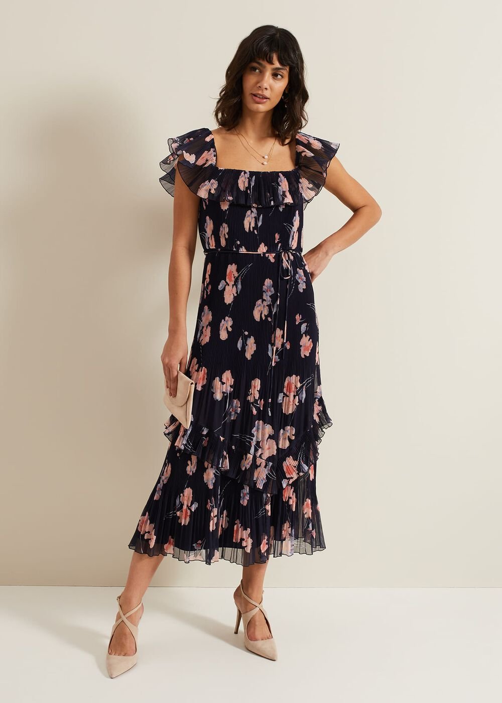 Bridie Printed Midi Dress - Multi-Coloured