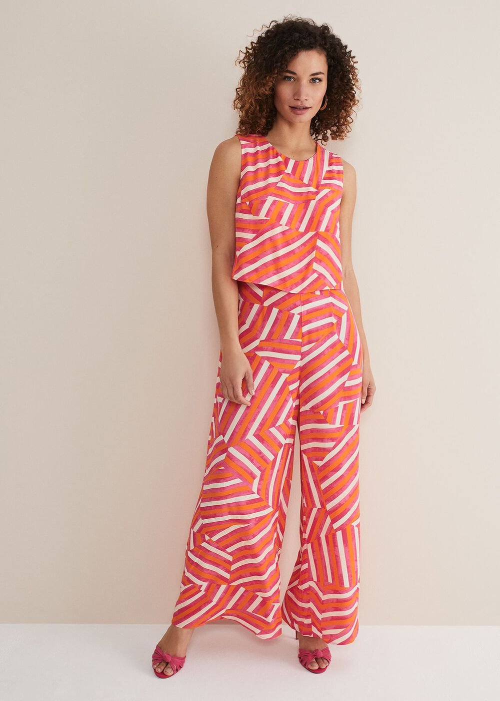 Aubrey Striped Wide Leg Jumpsuit - Pink/Orange