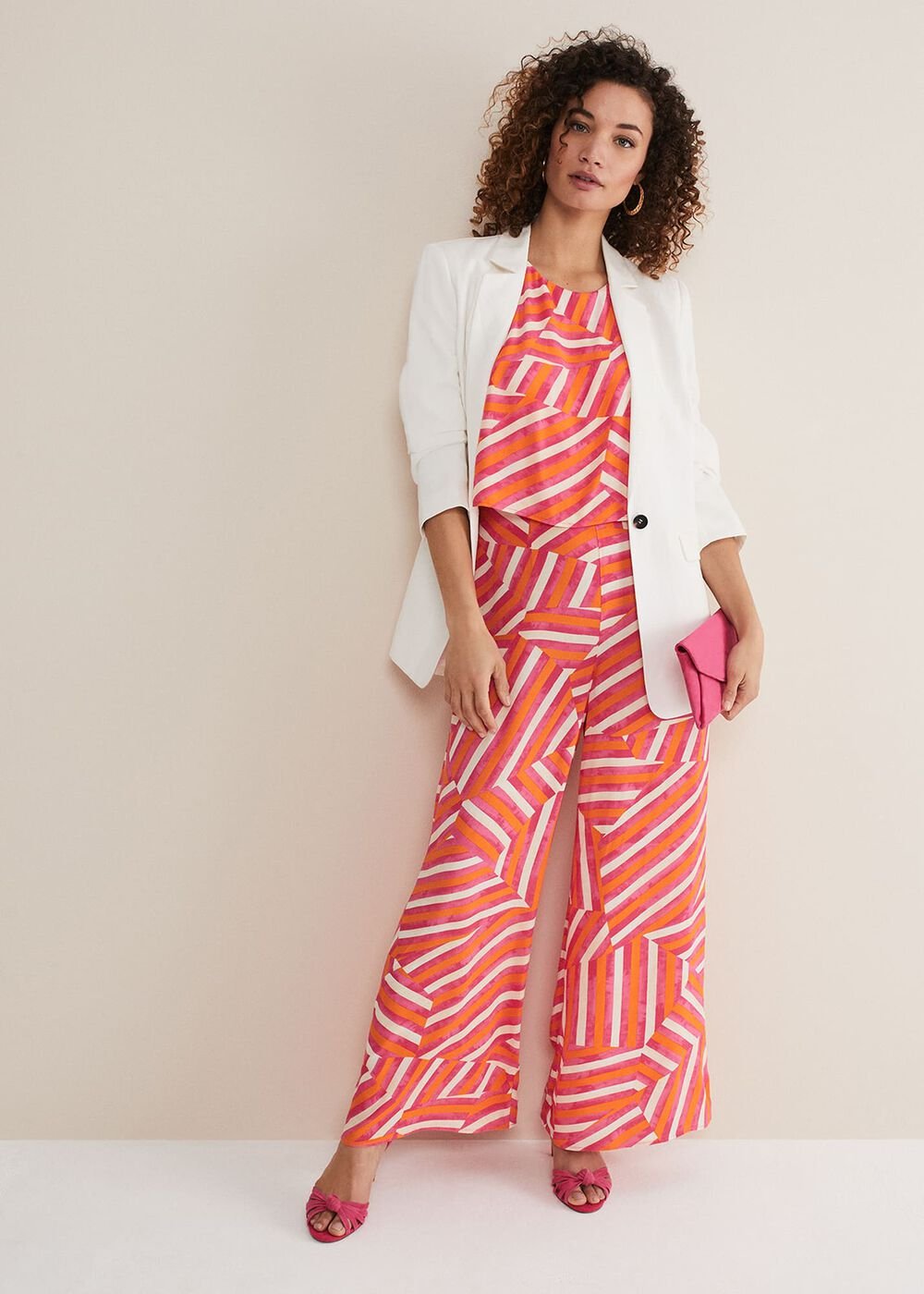 Aubrey Striped Wide Leg Jumpsuit - Pink/Orange