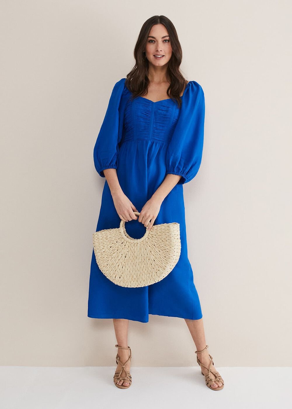 Celila Linen Midi Dress - Blue