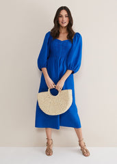 Celila Linen Midi Dress - Blue