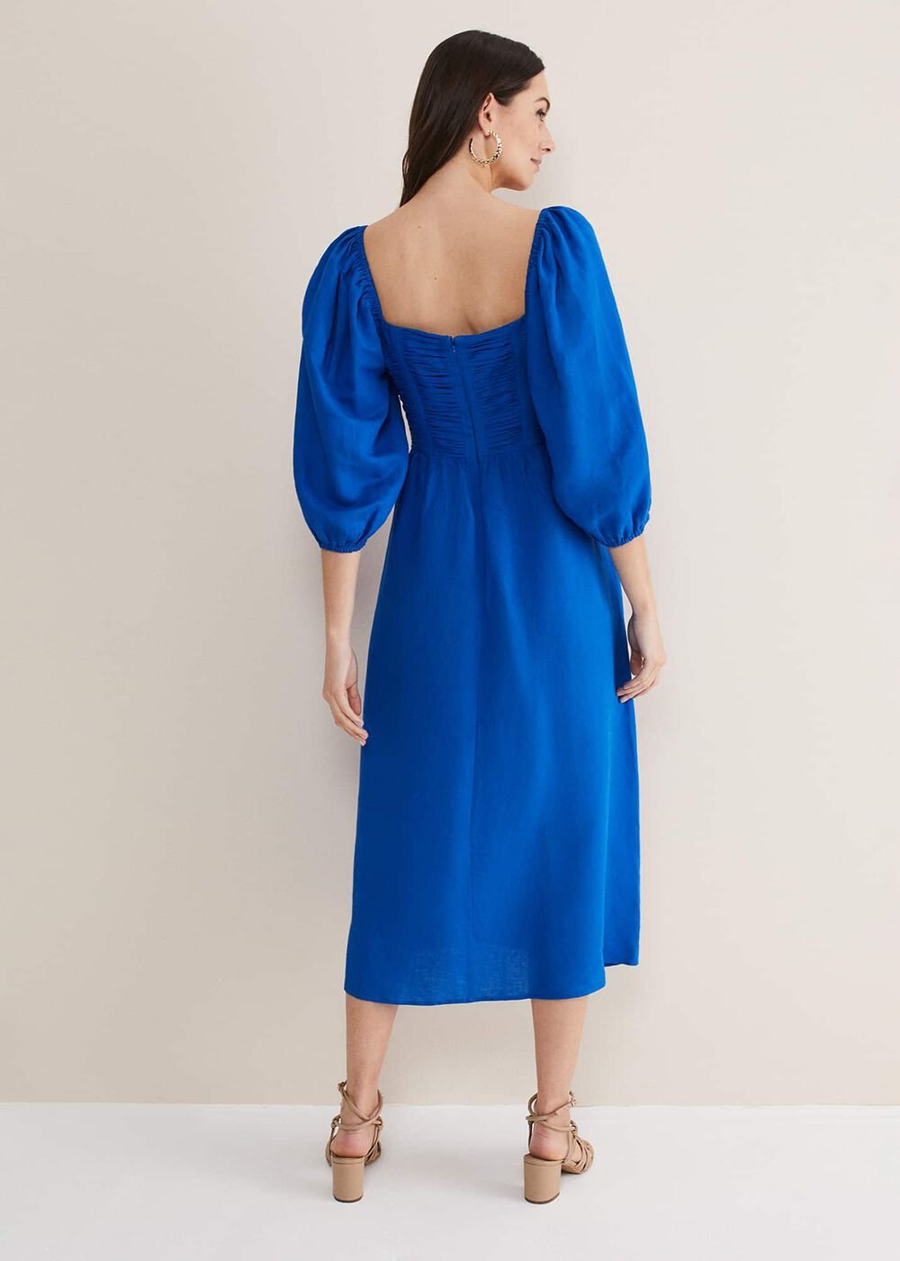 Celila Linen Midi Dress - Blue