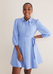 Lucie Linen Shirt Dress - Pale Blue
