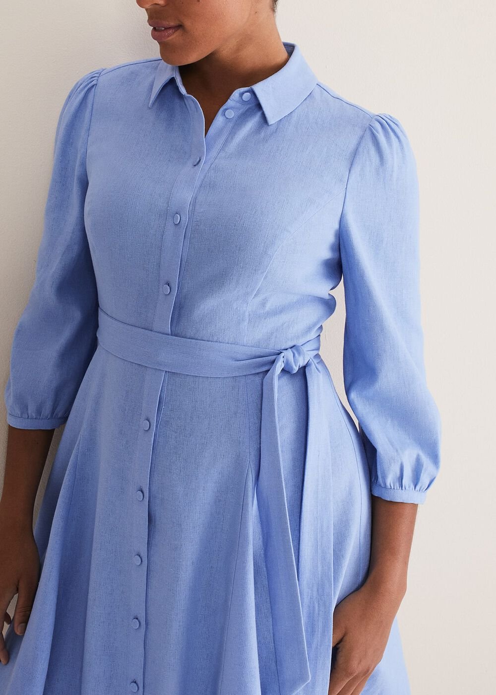 Lucie Linen Shirt Dress - Pale Blue